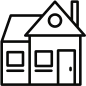 Line icon of a house